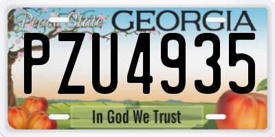 GA license plate PZU4935