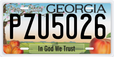 GA license plate PZU5026