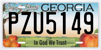 GA license plate PZU5149