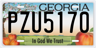 GA license plate PZU5170