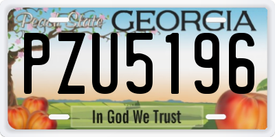 GA license plate PZU5196