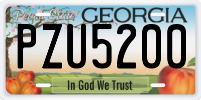 GA license plate PZU5200