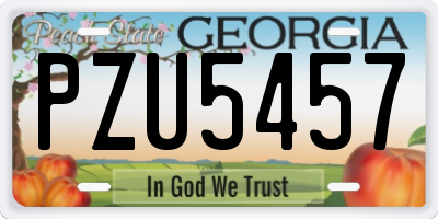GA license plate PZU5457