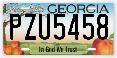 GA license plate PZU5458