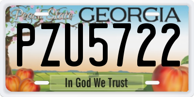 GA license plate PZU5722