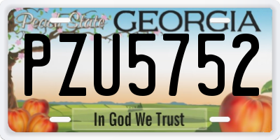 GA license plate PZU5752