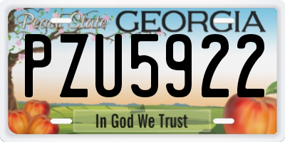GA license plate PZU5922