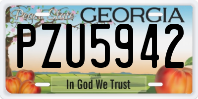 GA license plate PZU5942
