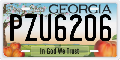 GA license plate PZU6206