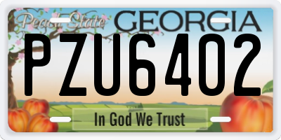 GA license plate PZU6402