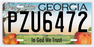 GA license plate PZU6472