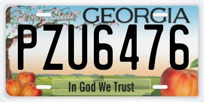 GA license plate PZU6476