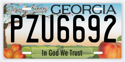 GA license plate PZU6692