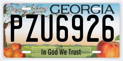 GA license plate PZU6926