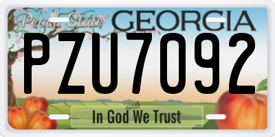 GA license plate PZU7092