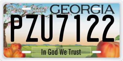 GA license plate PZU7122