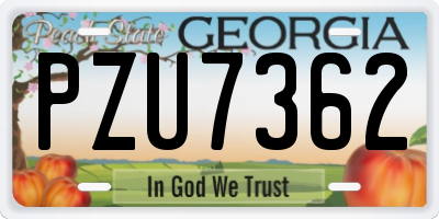 GA license plate PZU7362