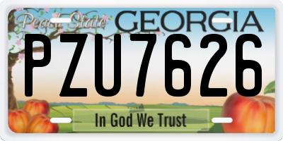 GA license plate PZU7626