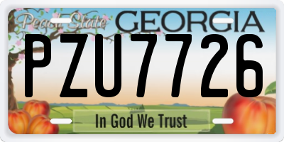 GA license plate PZU7726