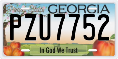 GA license plate PZU7752