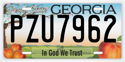 GA license plate PZU7962