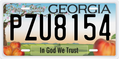 GA license plate PZU8154