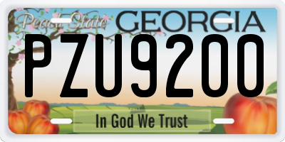 GA license plate PZU9200