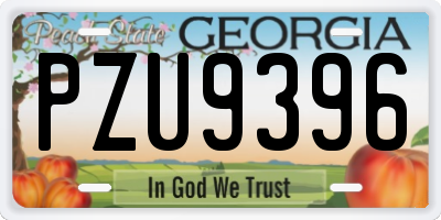 GA license plate PZU9396