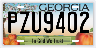 GA license plate PZU9402