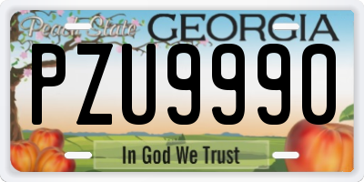 GA license plate PZU9990