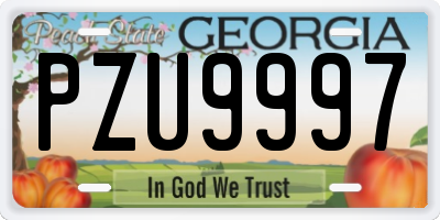 GA license plate PZU9997