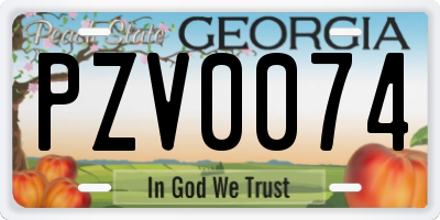 GA license plate PZV0074