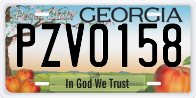 GA license plate PZV0158