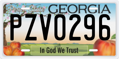 GA license plate PZV0296