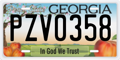 GA license plate PZV0358