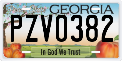 GA license plate PZV0382