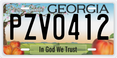 GA license plate PZV0412