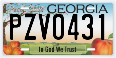 GA license plate PZV0431