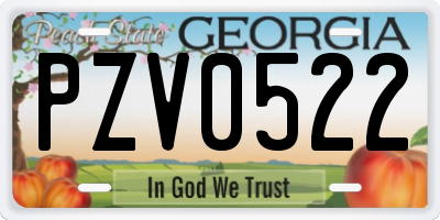 GA license plate PZV0522