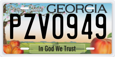 GA license plate PZV0949