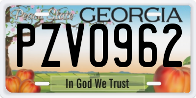 GA license plate PZV0962