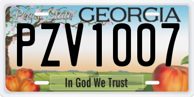 GA license plate PZV1007