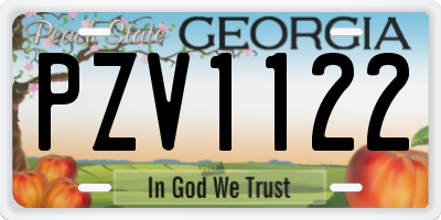 GA license plate PZV1122