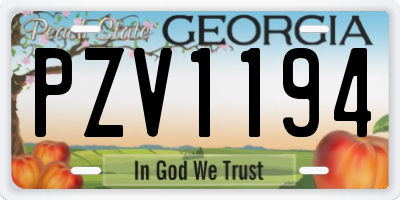 GA license plate PZV1194