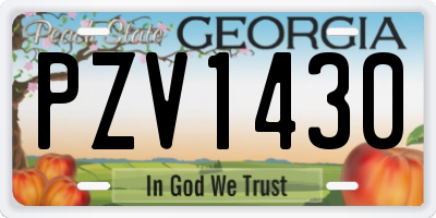 GA license plate PZV1430