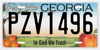 GA license plate PZV1496