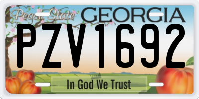 GA license plate PZV1692