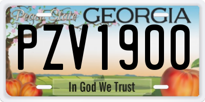 GA license plate PZV1900