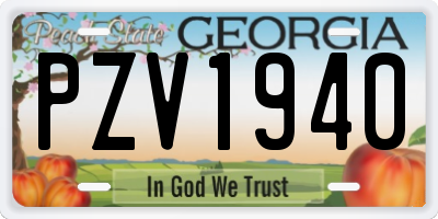 GA license plate PZV1940