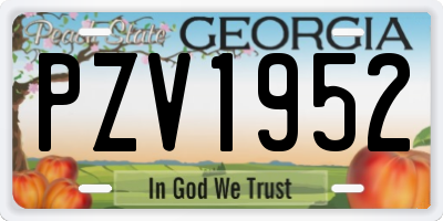 GA license plate PZV1952